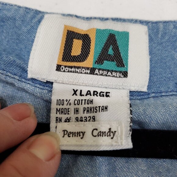 Dominion Apparel Vest Women Size XL Blue Jean Denim Embroidered Red White Stars - Picture 5 of 8